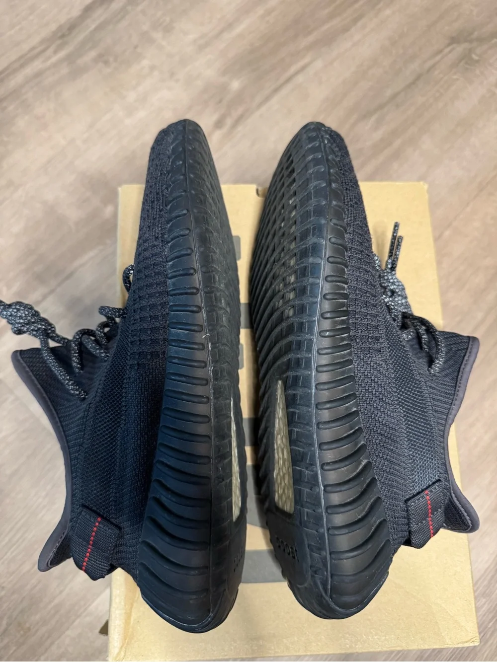 Yeezy Boost 350 V2 Black with Red Heel Stitch